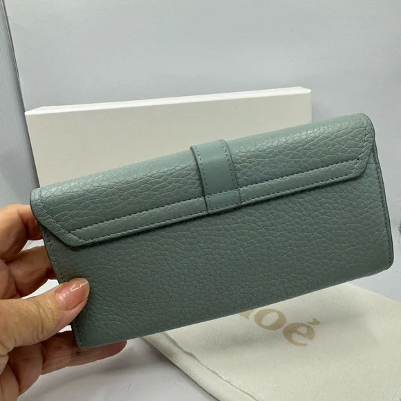 Chloe Paddington Mini Lock Long Light Blue Leather Wallet 20589 Box & Dustbag - Picture 2 of 8